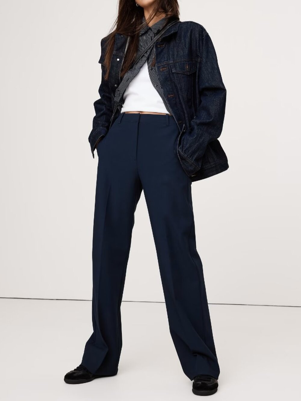 NEW! Banana Republic Navy Blue High-Rise Modern Straight Refined Pants 2P